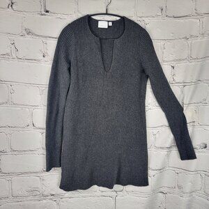 Ett:twa Anthropologie Amrita Tunic Sweater Womens S‎ Gray Ribbed Wool Blend